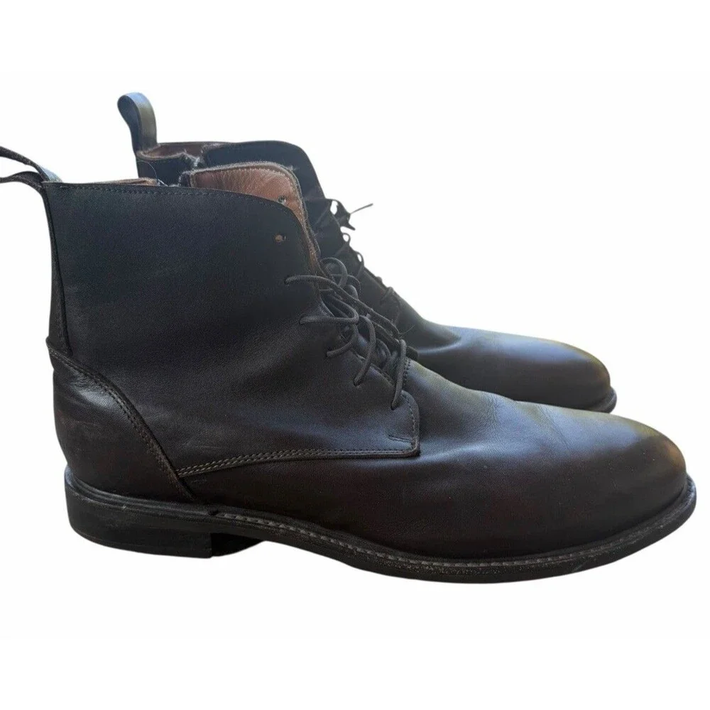 Proxon Steel Toe Work Boots Mens 12.5 Chelsea  Brown Leather Lace Up Zipper
